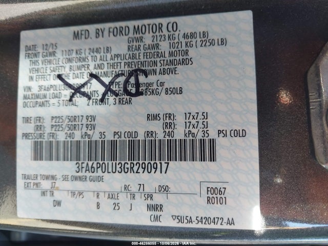 Ford Fusion Hybrid Se 2016 3FA6P0LU3GR290917 Image 9