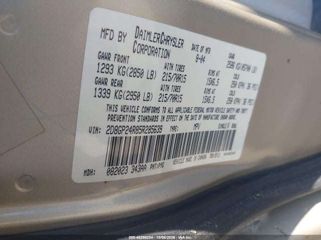 Продаж на аукціоні авто 2005 Dodge Grand Caravan Se, vin: 2D8GP24R85R285639, номер лоту: 46286204