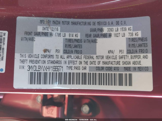 3MYDLBYVXHY166971 Toyota YARIS IA
