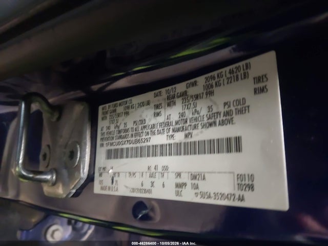 46286400 :رقم المزاد ، 1FMCU0GX7DUB65297 vin ، 2013 Ford Escape Se مزاد بيع