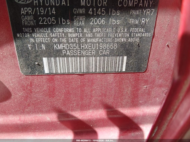 Aukcja sprzedaży 2014 Hyundai Elantra Gt, vin: KMHD35LHXEU198668, numer aukcji: 46286413