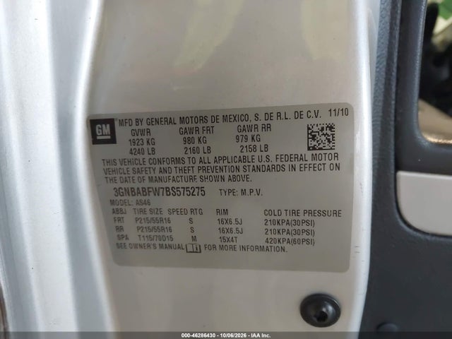 Auction sale of the 2011 Chevrolet Hhr Lt, vin: 3GNBABFW7BS575275, lot number: 46286430