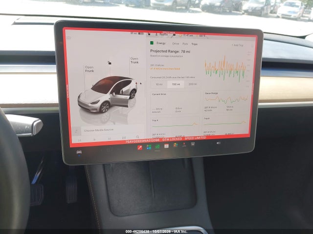 46286438 :رقم المزاد ، 7SAYGDEE9NA012098 vin ، 2022 Tesla Model Y Long Range Dual Motor All-wheel Drive مزاد بيع