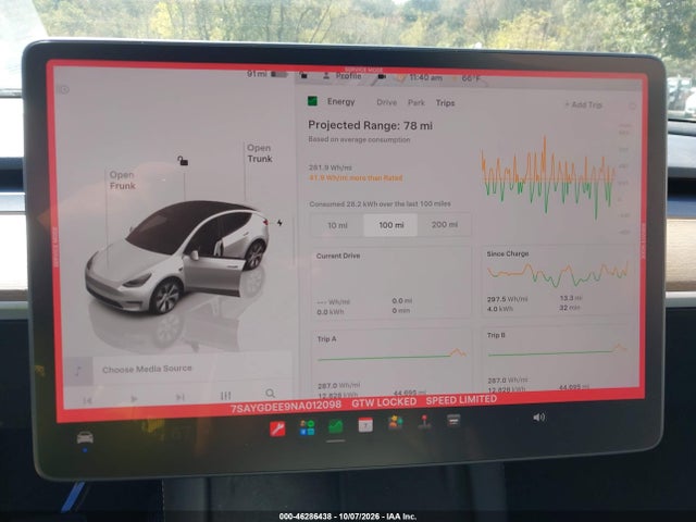 46286438 :رقم المزاد ، 7SAYGDEE9NA012098 vin ، 2022 Tesla Model Y Long Range Dual Motor All-wheel Drive مزاد بيع