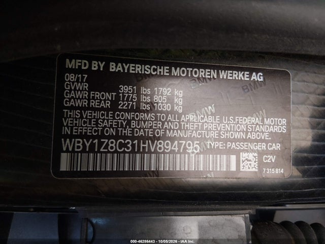 BMW I3 94 Ah W/range Extender 2017 WBY1Z8C31HV894795 Image 9
