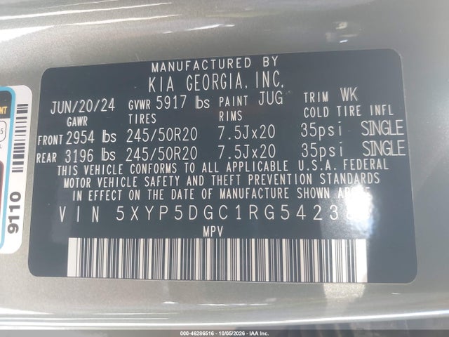 Продажа на аукционе авто 2024 Kia Telluride Sx Prestige X-line, vin: 5XYP5DGC1RG542383, номер лота: 46286516