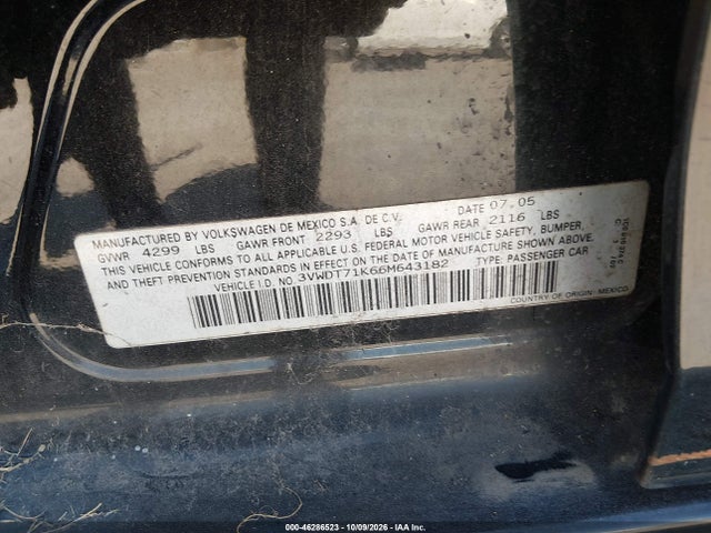 Продаж на аукціоні авто 2006 Volkswagen Jetta Tdi, vin: 3VWDT71K66M643182, номер лоту: 46286523