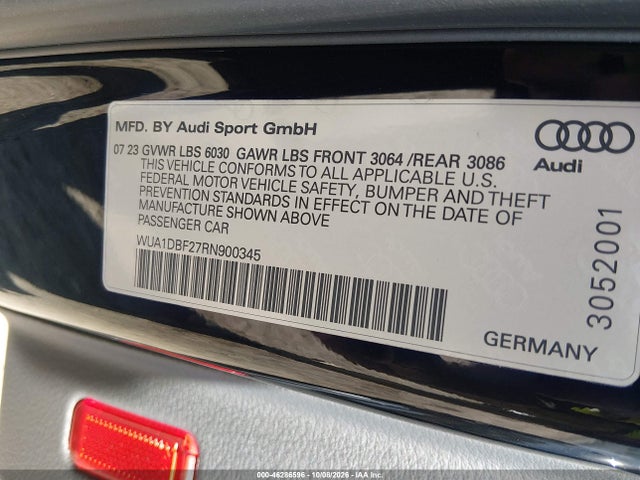 Aukcja sprzedaży 2024 Audi Rs 6 Avant Performance Tfsi Quattro Tiptronic, vin: WUA1DBF27RN900345, numer aukcji: 46286596