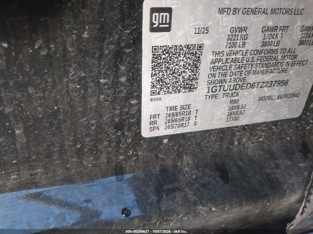 46286627 :رقم المزاد ، 1GTUUDED6TZ237956 vin ، 2026 Gmc Sierra 1500 , Short Bed, Slt, 4wd مزاد بيع