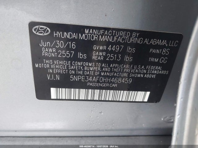 Продаж на аукціоні авто 2017 Hyundai Sonata Limited, vin: 5NPE34AF0HH468459, номер лоту: 46286714
