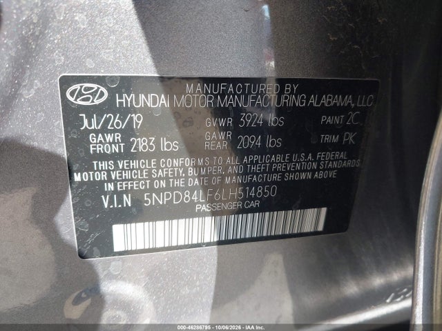 5NPD84LF6LH514850 Hyundai ELANTRA SEL