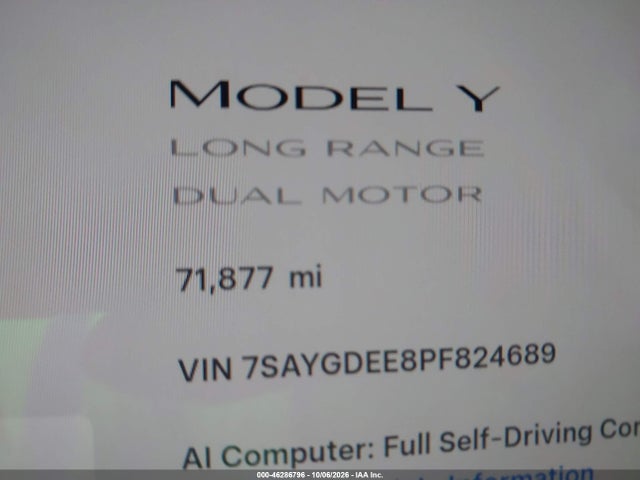 7SAYGDEE8PF824689 Tesla Model Y Awd/long Range Dual Motor All-wheel Drive