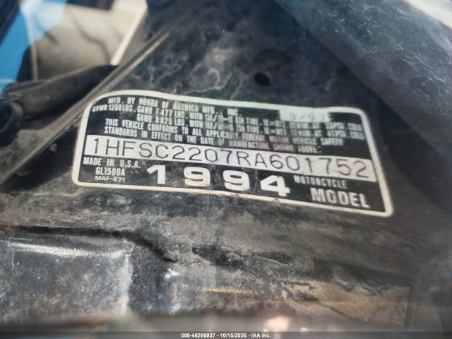 Aukcja sprzedaży 1994 Honda Gl1500 A, vin: 1HFSC2207RA601752, numer aukcji: 46286937