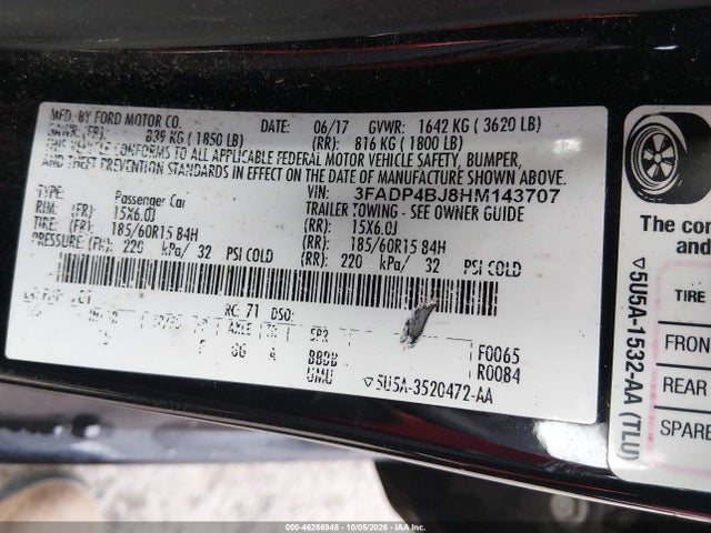 Ford FIESTA SE 2017 3FADP4BJ8HM143707 Image 9