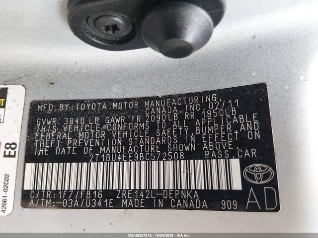 Продаж на аукціоні авто 2011 Toyota Corolla Le, vin: 2T1BU4EE9BC572508, номер лоту: 46287016