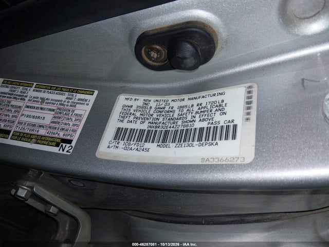 46287081 :رقم المزاد ، 1NXBR32E44Z278810 vin ، 2004 Toyota Corolla S مزاد بيع