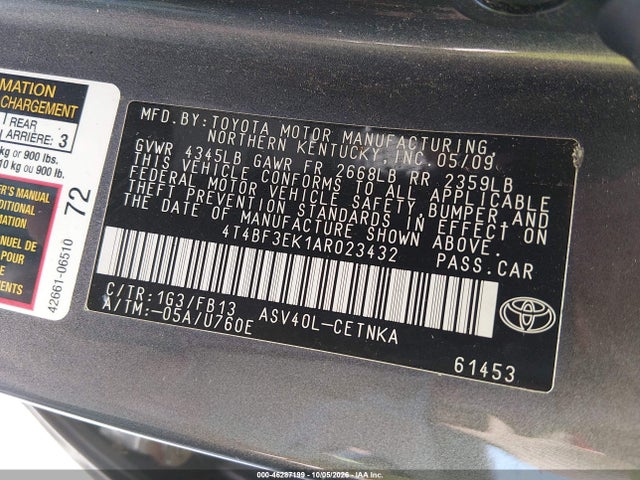 Продажа на аукционе авто 2010 Toyota Camry Le, vin: 4T4BF3EK1AR023432, номер лота: 46287199