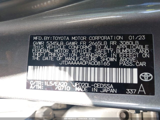 Продажа на аукционе авто 2023 Toyota Mirai Xle, vin: JTDAAAAA0PA008165, номер лота: 46287313