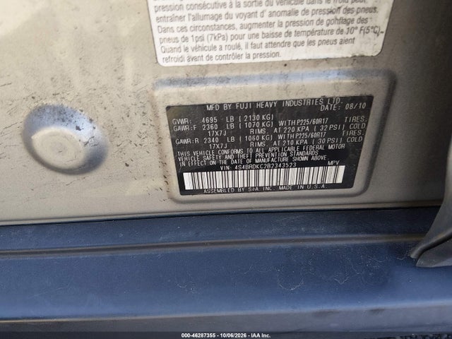 Продаж на аукціоні авто 2011 Subaru Outback 3.6r Limited, vin: 4S4BRDKC2B2343523, номер лоту: 46287355