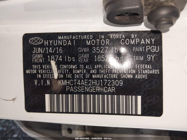 Продаж на аукціоні авто 2017 Hyundai Accent Se, vin: KMHCT4AE2HU172309, номер лоту: 46287545