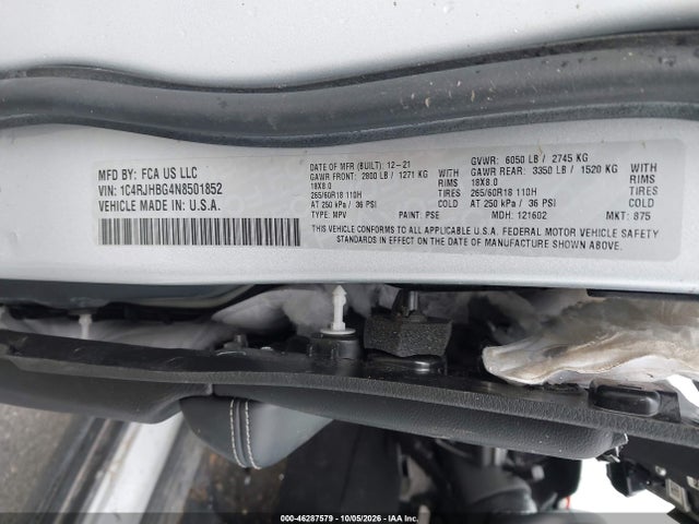 2022 Jeep Grand Cherokee Limited 4x4 მანქანა იყიდება აუქციონზე, vin: 1C4RJHBG4N8501852, აუქციონის ნომერი: 46287579