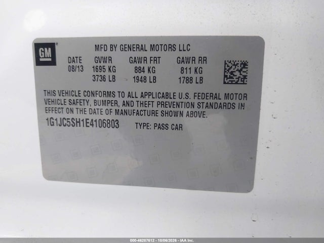 Chevrolet Sonic Lt Auto 2014 1G1JC5SH1E4106803 Image 9