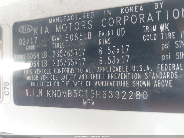 KIA SEDONA LX 2017 KNDMB5C15H6332280 Image 9
