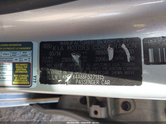 46287655 :رقم المزاد ، KNAFX4A66F5271315 vin ، 2015 Kia Forte Lx مزاد بيع