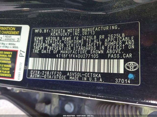 Продаж на аукціоні авто 2013 Toyota Camry Se, vin: 4T1BF1FK4DU277105, номер лоту: 46287669