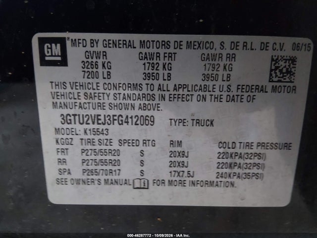 GMC Sierra 1500 Slt 2015 3GTU2VEJ3FG412069 Image 8