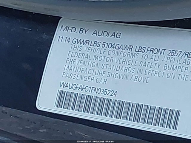Продаж на аукціоні авто 2015 Audi A6 2.0t Premium, vin: WAUGFAFC1FN035224, номер лоту: 46287817