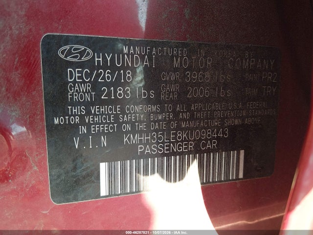 KMHH35LE8KU098443 Hyundai ELANTRA GT