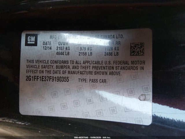 Chevrolet Camaro 2lt 2015 2G1FF1E37F9190355 Image 9