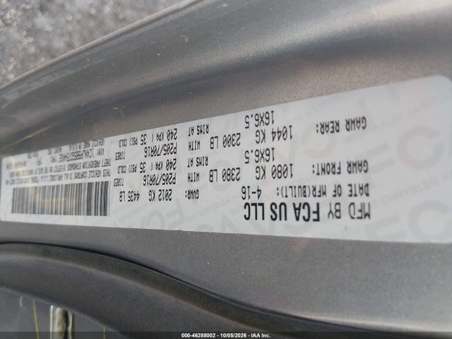 2016 Jeep Patriot Sport მანქანა იყიდება აუქციონზე, vin: 1C4NJPBB5GD754492, აუქციონის ნომერი: 46288002