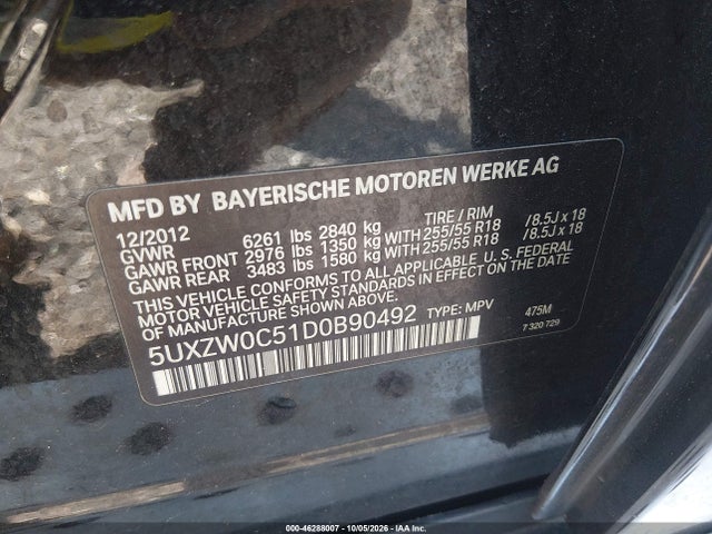 Продажа на аукционе авто 2013 Bmw X5 Xdrive35d, vin: 5UXZW0C51D0B90492, номер лота: 46288007