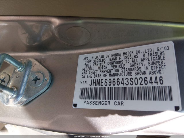 Продажа на аукционе авто 2003 Honda Civic Hybrid, vin: JHMES96643S026446, номер лота: 46288121