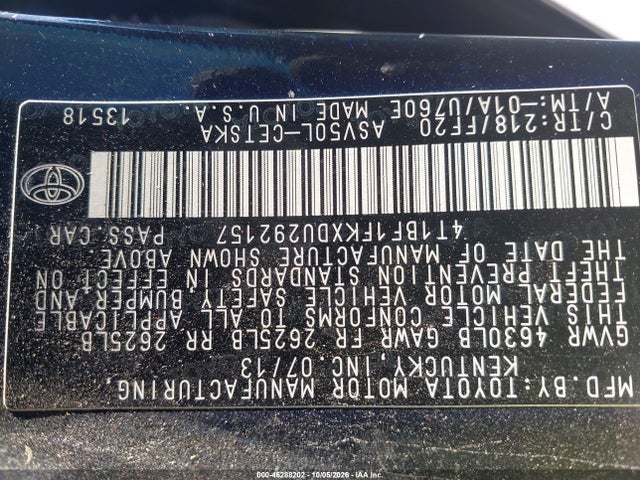 Продаж на аукціоні авто 2013 Toyota Camry Se, vin: 4T1BF1FKXDU292157, номер лоту: 46288202