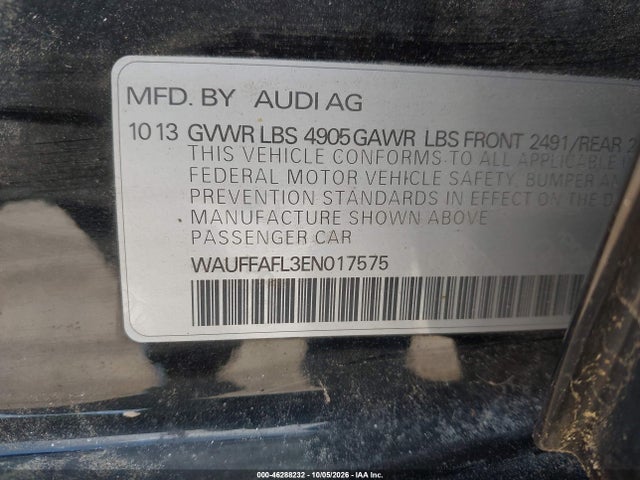 46288232 :رقم المزاد ، WAUFFAFL3EN017575 vin ، 2014 Audi A4 2.0t Premium مزاد بيع