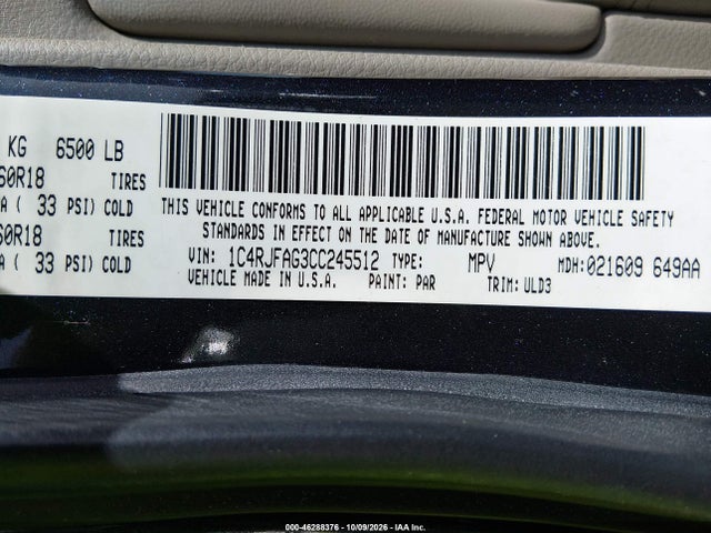 Продаж на аукціоні авто 2012 Jeep Grand Cherokee Laredo, vin: 1C4RJFAG3CC245512, номер лоту: 46288376