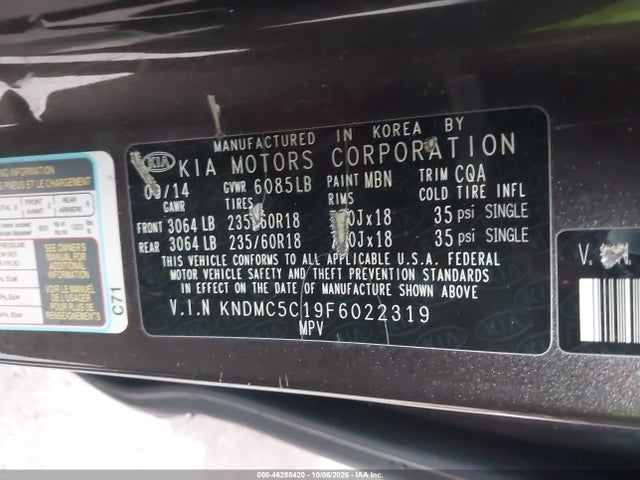 Продаж на аукціоні авто 2015 Kia Sedona Ex, vin: KNDMC5C19F6022319, номер лоту: 46288420