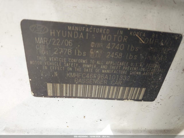 Продажа на аукционе авто 2006 Hyundai Azera Limited/se, vin: KMHFC46F96A101332, номер лота: 46288494