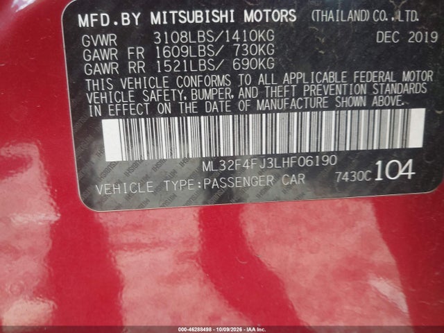 ML32F4FJ3LHF06190 Mitsubishi Mirage G4 Le