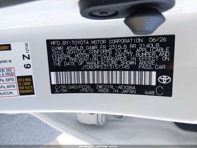JTDBCMFE3T3157745 Toyota Corolla Hybrid Hybrid Se
