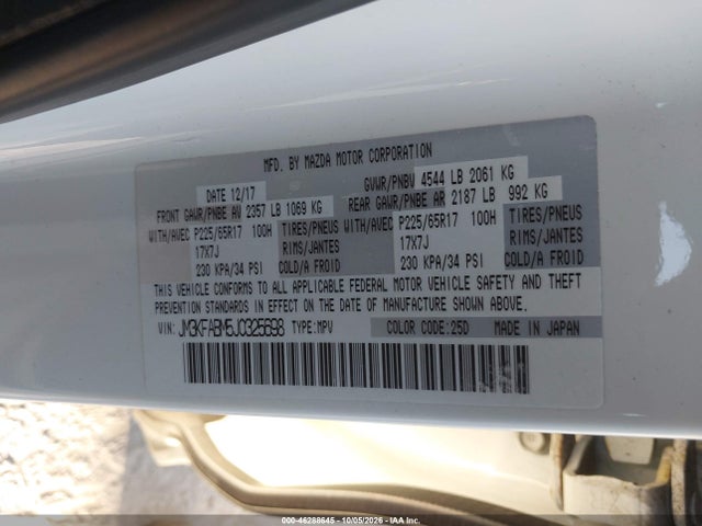 Продажа на аукционе авто 2018 Mazda Cx-5 Sport, vin: JM3KFABM5J0325698, номер лота: 46288645