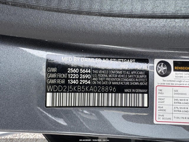 2019 Mercedes-benz Cls 450 4matic მანქანა იყიდება აუქციონზე, vin: WDD2J5KB5KA028896, აუქციონის ნომერი: 46288680