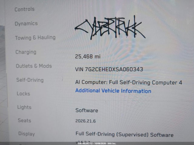 7G2CEHEDXSA060343 Tesla Cybertruck All-wheel Drive