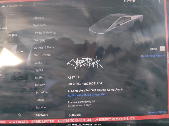 2026 Tesla Cybertruck Dual Motor All-wheel Drive/premium All-wheel Drive მანქანა იყიდება აუქციონზე, vin: 7G2CEHED1TA091904, აუქციონის ნომერი: 46288770