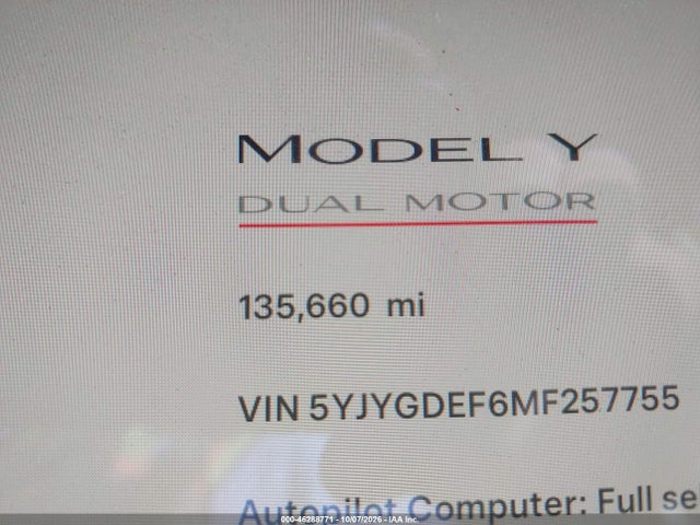 5YJYGDEF6MF257755 Tesla Model Y Performance Dual Motor All-wheel Drive