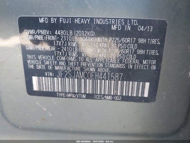 Aukcja sprzedaży 2014 Subaru Forester 2.5i Touring, vin: JF2SJAMC0EH441587, numer aukcji: 46288845