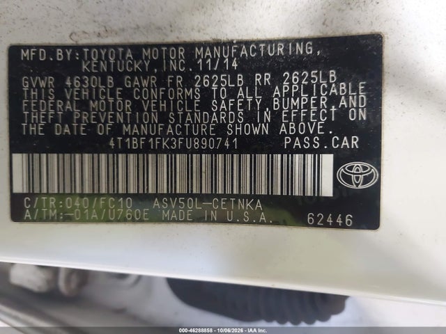 Продаж на аукціоні авто 2015 Toyota Camry Le, vin: 4T1BF1FK3FU890741, номер лоту: 46288858